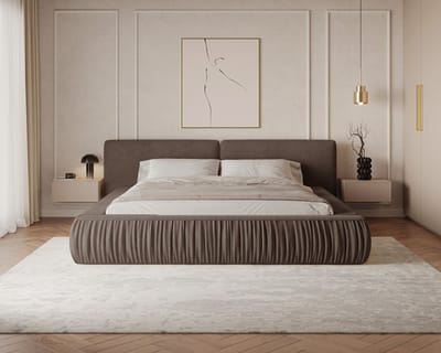 Gestoffeerd Bed 08 met Opbergruimte en Houten Lattenbodem 140x200 cm - Bruin (Riviera 26)