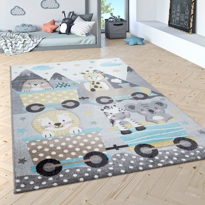 Paco Home Kindervloerkleed Kinderkamer Moderne Pastel Tinten Lieflijke Motieven, 3D Effect 120 cm Rund