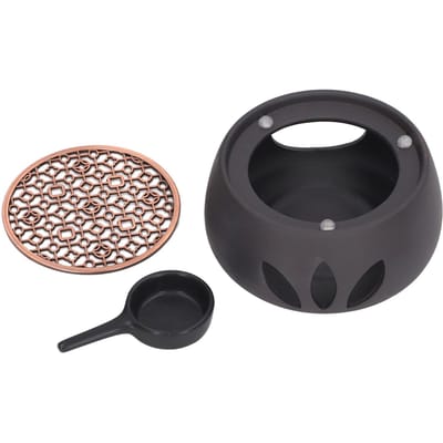Base Chauffe-Théière Céramique Chauffeur à Bougie Thé Café Lait Chauffe-Lumière avec Coussin en Fer Violet pour la Maison C Pad