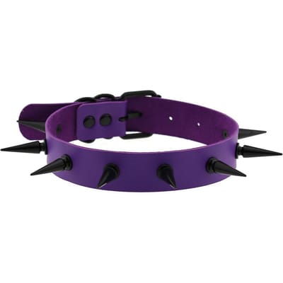 Collier ras-du-cou Gothique à pointes pour Femmes Collier ras-du-cou en Cuir PU Accessoires Punk Gothiques Bijoux d'Halloween blue
