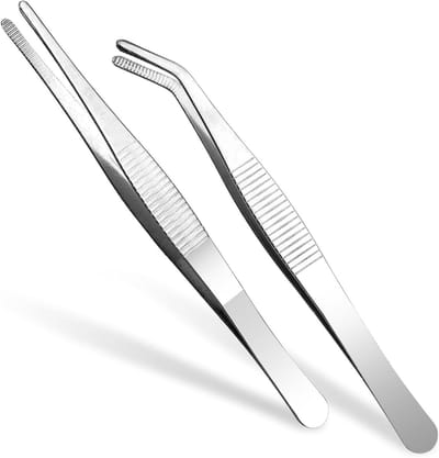 Gebogen Pincet - Stompe Pincet - Nauwkeurig Werk - Roestvrij Staal - 14 cm - Zilver