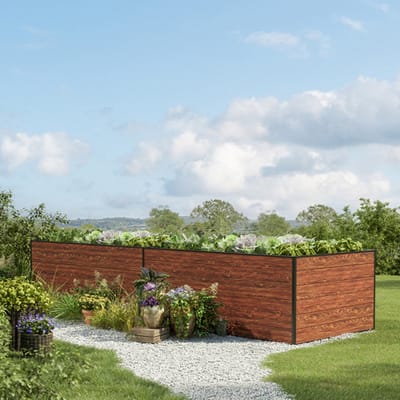 387 x 150 x 77 cm Moestuinbak Kingsize Daniela, Laklaag met houtoptiek