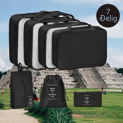 Packing Cubes Set 7-Delig - koffer organizer set - koffer organizer - Kleding organizer voor koffers, tassen en backpack - Zwart