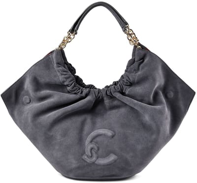 COCCINELLE Leren schoudertas handtas Smash Suede Bim Shoulder Bag Stove / Stove blauwgrijs