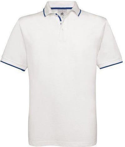 Polo B&C Safran Sport Kleur White/Royal Blue, Maat S