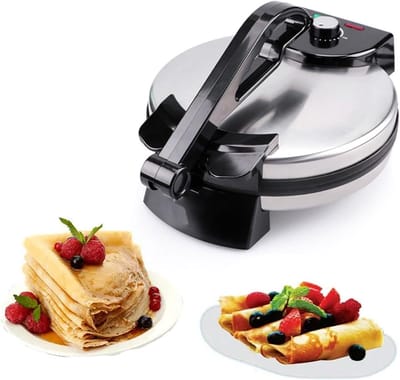 Elektrische Tortillamaker - Roti Machine Flatbread Maker - Zelfgemaakte Tortillas Maken - Dubbelzijdige Verwarming - 12 Inch - Zwart