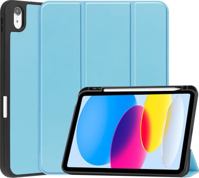 Hoesje - Geschikt voor Apple iPad A16/A18 (2022/2025/2026) - 10.9 & 11 inch (10e, 11e & 12e generatie) - Dun & Stevig - Trifold Bookcase - Hard Cover Case - Met Uitsparing Geschikt voor Apple Pencil - Hardcover Book - Tablet Hoes - Lichtblauw