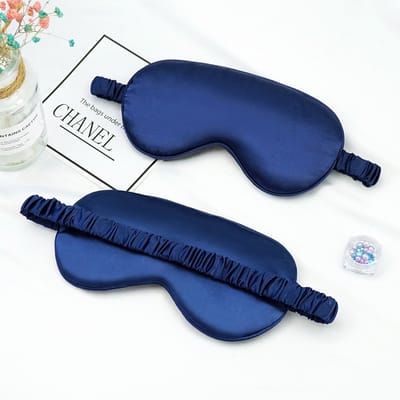 SUNMOOL Slaapmasker - Zijden Slaapmasker - Oogkapje - Oogmasker - Verstelbaar Oog Masker - Blinddoek - Nachtmasker - 20 x 9.5cm - Blauw