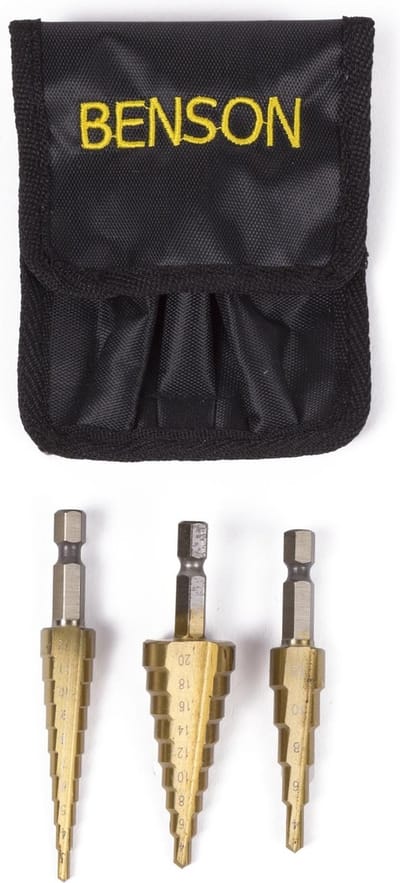 Benson Stappenboor set - HSS titanium - 3 delig - 4-20 mm, 4-12 mm, 3-12 mm