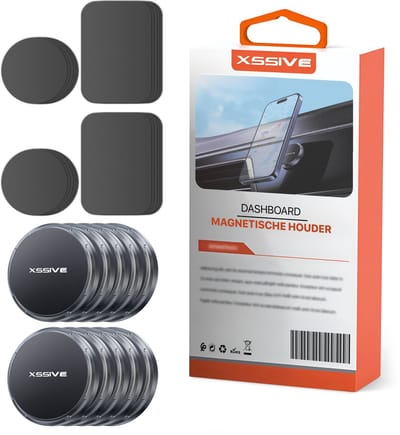 Xssive Magnetische Telefoonhouder Auto - Dashboard - Klein - GSM Houder Auto Magneet - Inclusief Magneetstickers - Telefoonhouders Auto Magnetisch - Anti Slip Oppervlak - Metaal - Universele Autohouder - Smartphonehouder - 10 PACK