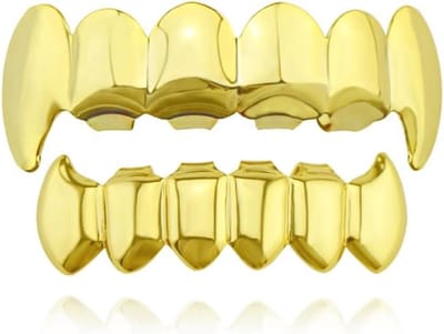 Set van Gouden Hip Hop Tanden - Gouden Tanden voor Mannen en Vrouwen, Perfect voor Feesten, Halloween en Toneelrollen