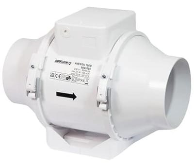 Buisventilator 100 mm - Krachtige Ventilator met 2 Snelheden voor Badkamers en Huishoudelijke Ruimtes