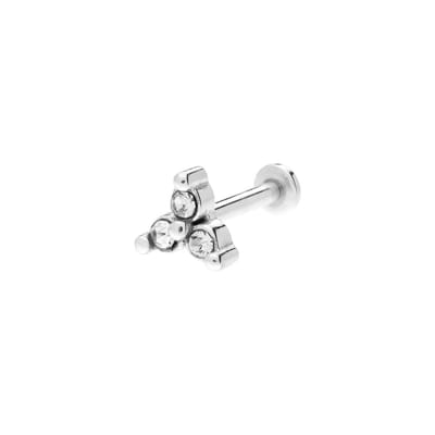 Lucardi - Dames Stalen helixpiercing met kristal - Piercing - Staal - Zilverkleurig