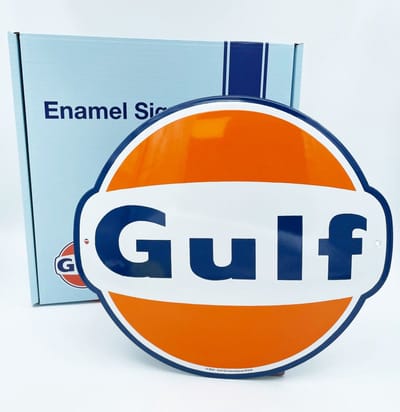 Gulf Logo Emaille Bord 30 - Gelicentieerd door Bennies Fifties