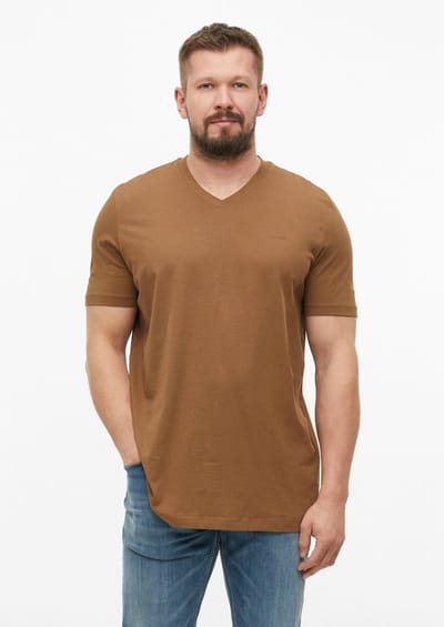 Zachte V-hals T-shirt van katoen jersey met zacht logo detail s.Oliver