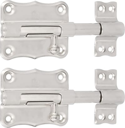 Amig stalen schuifslot/plaatgrendel - 2x - 3.5 x 3.3 cm - vernikkeld - zilver - deur - poort