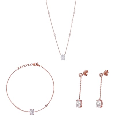 Orphelia SET-7419 - Juwelenset Center Stone: Ketting + Armband + Oorbellen - 925 Zilver Rosé - 19,5/43 cm