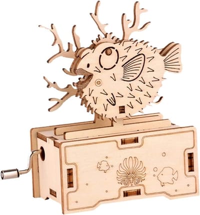 Muziekdoos Puzzel - Decoratie Ornament - Huis Decoreren - Handmatig In Elkaar - 10.3 x 7.6 cm - Houtkleur