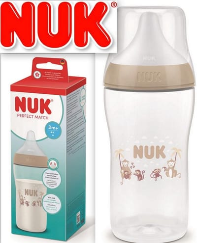 NUK Perfect Match PP | 260 ml | babyfles | speen M | 3+maanden | beige