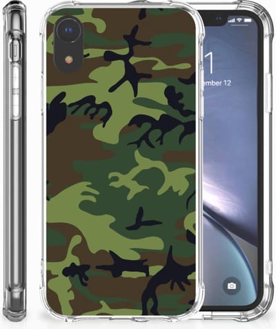 Apple iPhone Xr Doorzichtige Silicone Hoesje Army Dark