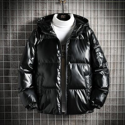 Gewatteerde kleding Heren Glanzend Verdikt Winter Gewatteerde kleding Trendy Merk Koreaanse Versie Capuchon Grote Maat Heren Gewatteerde Jas 5XL