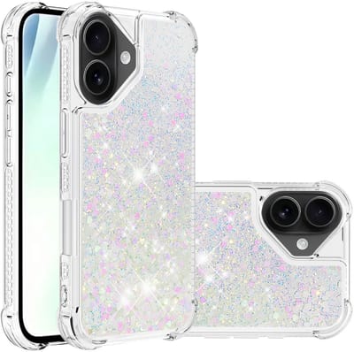 Coverup Hoesje - Geschikt voor iPhone 17 Hoesje - Coverup Liquid Glitter Back Cover - Wit