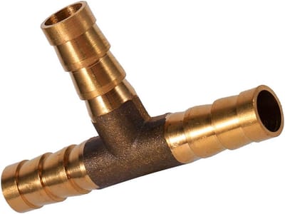 Praktisch messing T-stuk 3-weg slangschroefverbinding voor brandstof, perslucht en gasbuis (8 mm)