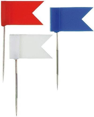 Alco markeervlaggetjes - 18x10mm - staal - rood/wit/blauw - 20 stuks - AL-710