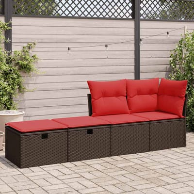vidaXL - 2-delige - Loungeset - met - kussens - poly - rattan - acacia - bruin