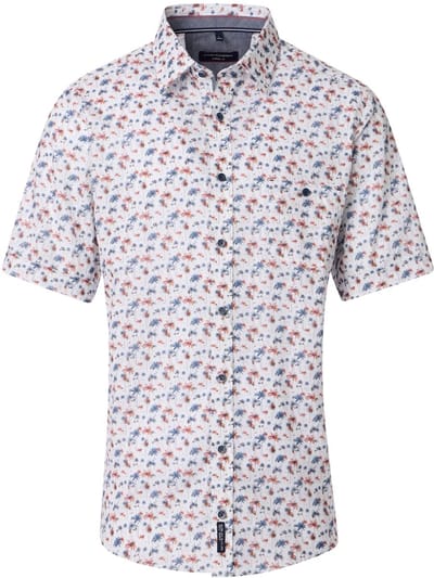 Casa Moda Casual Overhemd Korte Mouw Met Palmboom Motief - XL
