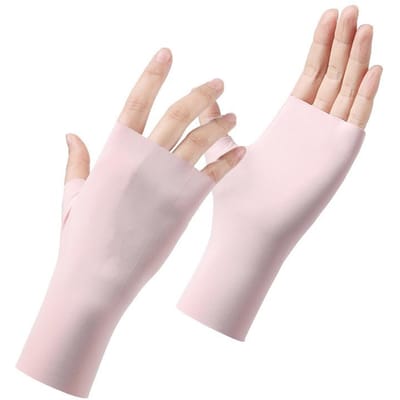 Zomer IJszijde Zonnebrandhandschoenen Halve Vinger Huidvriendelijk Ademend UV-bestendig Dun Model Autorijden Vinger Anti Zwart Nagelkunst Handschoenen white