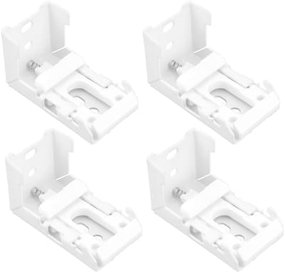Dailygoods- Blindbeugels 4 stuks - Romeinse Blinde Veerbeugels - Bevestiging voor 21 mm Rolluiken - Metaal/Kunststof - Compact 45x28x25mm - Wit - Jaloeziebeugels