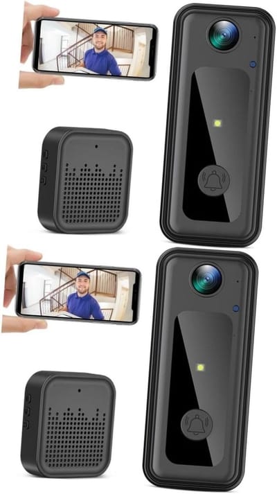 Draadloze Deurbel Camera - Videofoon Huis - Beveiliging Thuis - Ingebouwde Nachtvisie - 11 x 4.5 x 4.8 cm - Zwart