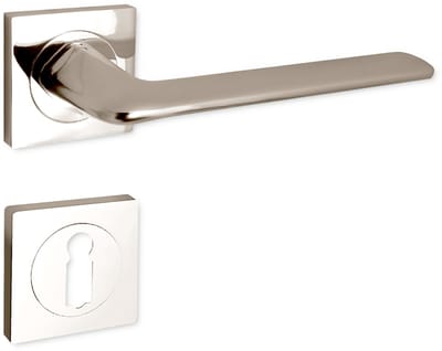 Domino® Deurkrukgarnituur ROMBO-QR - Nikkel - BB- gladde sleutel met Rozette - Deurbeslag van aluminium - Deurklink voor kamerdeur, kantoordeur, kelderdeur en binnendeur