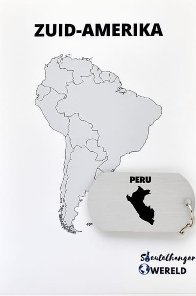 Peru Sleutelhanger inclusief kaart – Peru cadeau – beste land- Leuk kado voor je Vriend om te geven - 2.9 x 5.4CM