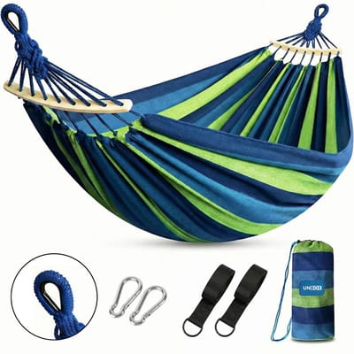 UNBOX Extra brede - Hangmat 2 Persoons - Hangmat met Spreidstok - Weerbestendig - 200cm x 180cm - Incl. Hangmat Bevestiging