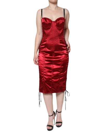 Satin Midi Jurk met Vetersluiting