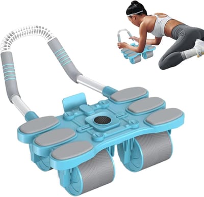 Abdominale Roller - Buikspierwiel Fitnesswiel - Core Training - Automatische Rebound - Vierwielig - Blauw