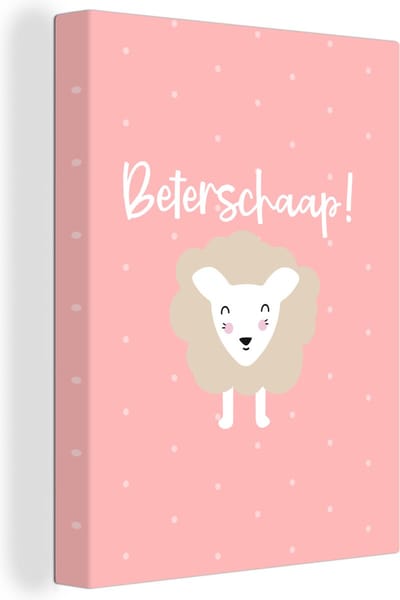 Canvas Schilderij Beterschap - Quote - Schapen - 30x40 cm - Wanddecoratie