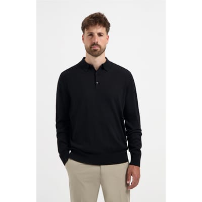 Merso Merino Polo Long Sleeve 100% Merino Basalt Black Talla: S | Polos Outlet | Hombre | Negro