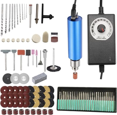 Handboor Set voor DIY Klussen, 0.8-3mm Mini Boor voor Houtbewerking, 10 Stuks HSS Boortjes en Slijpschijf voor Sieraden en Kunstprojecten