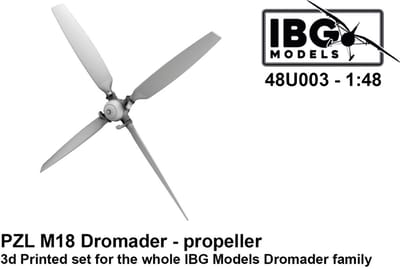 IBG Models Modelbouwpakket Auto - 48U003 3D-geprinte Upgradeset - Propeller voor PZL M18 Dromader Resin onderdeel - 1:48 - Modelbouw