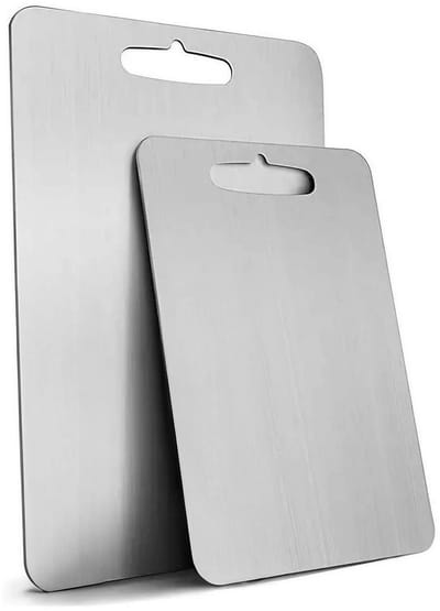 Asir - Snijplankenset (2 stuks) - Zilver - 100% roestvrij staal - 24 x 34 cm