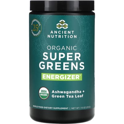 Ancient Nutrition, Super Greens biologiques, énergisant, 213 g (213 g)