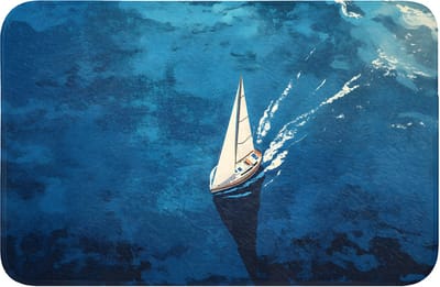 Badmat 60x40 cm - Antislip - Zeilboot - Water - Abstract - Schaduw - Badmatten voor badkamer - Badkamermat - Douchemat - Badkamer mat