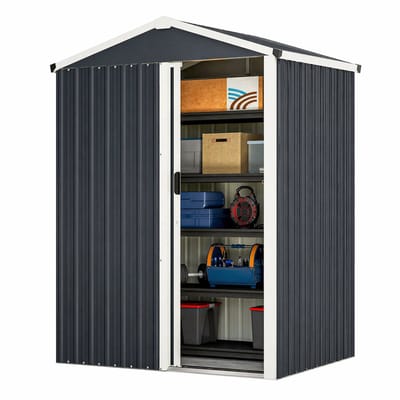 Novari - Tuinberging - Tuinkast - Tuinhuis - Tuinschuur - 136x87x179cm - Waterdicht ontwerp - Stalen constructie - Schuin dak