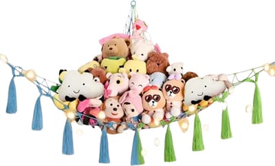 Nivard Knuffel Net - Hangmat - Speelgoed - Opbergsysteem - Hangmat Voor Knuffels - Organizer - Gemengde Kleuren - Vier Lagen
