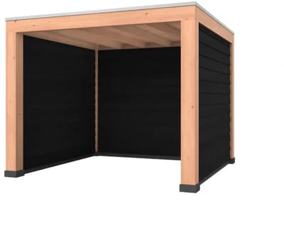 Douglas overkapping, 300 x 300, met achterwand en twee zijwanden, Westwood Modern Basic zwart
