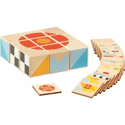 GOKI Puzzel - Spel - 9 Blokken - 25 Patronen - Hout - 3 Jaar
