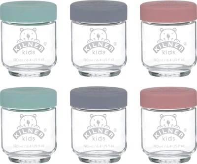 Kilner - Set van 6 voorraadpotten voor babyvoeding - Glas - Silicone deksels - 6 x 190 ml